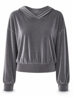 Express NWT Gray Velvet Cropped Pullover Hoodie Size XL Comfy Soft